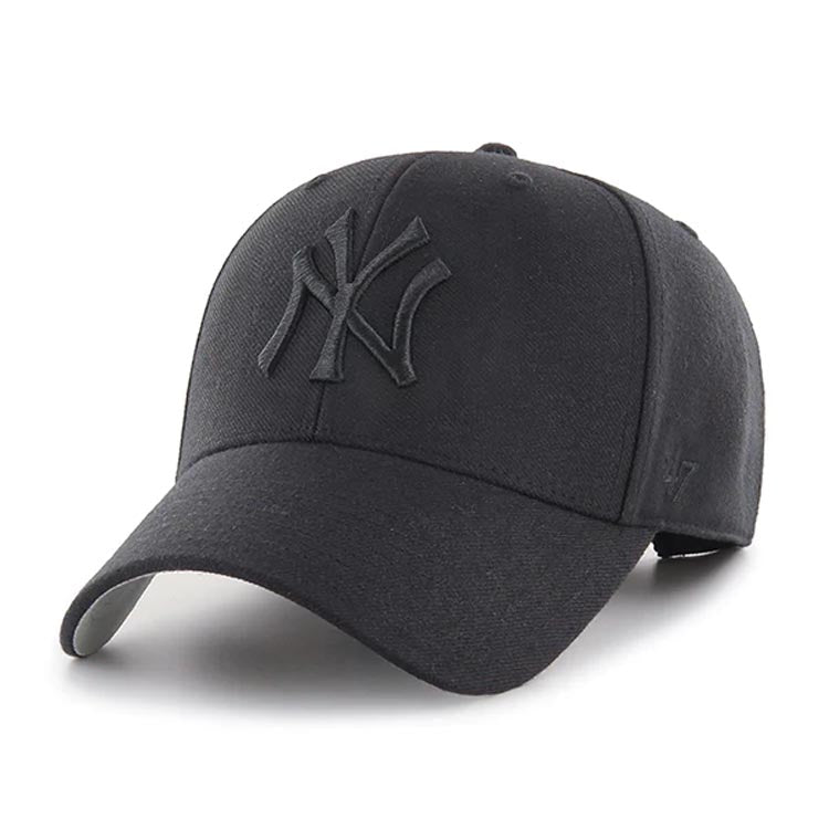 New York Yankees '47 Brand MLB MVP Adjustable Cap Hat Black Crown/Visor Black Logo