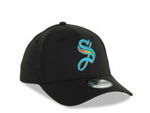 Load image into Gallery viewer, Saraperos de Saltillo New Era LMB 39THIRTY 3930 Flexfit Cap Hat Black Crown/Visor Team Color Logo Black UV
