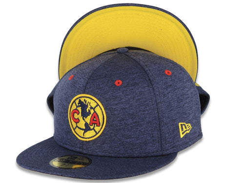 Club America New Era Liga MX Fitted Shadow Tech Cap Hat Navy Blue Crown/Visor Team Color Logo Yellow UV