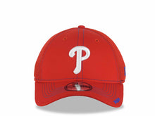 Load image into Gallery viewer, Philadelphia Phillies New Era MLB 39THIRTY 3930 Neo Flexfit Trucker/Mesh Cap Hat Red Crown/Visor White Logo 
