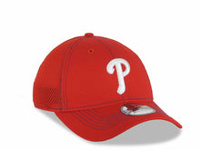 Load image into Gallery viewer, Philadelphia Phillies New Era MLB 39THIRTY 3930 Neo Flexfit Trucker/Mesh Cap Hat Red Crown/Visor White Logo 
