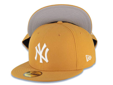 New York Yankees New Era MLB 59FIFTY 5950 Fitted Cap Hat Wheat Crown/Visor White Logo