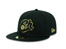 Load image into Gallery viewer, Charros de Jalisco New Era 59FIFTY 5950 Fitted Cap Hat Black Crown/Visor Black/Metallic Gold Logo
