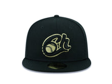 Load image into Gallery viewer, Charros de Jalisco New Era 59FIFTY 5950 Fitted Cap Hat Black Crown/Visor Black/Metallic Gold Logo
