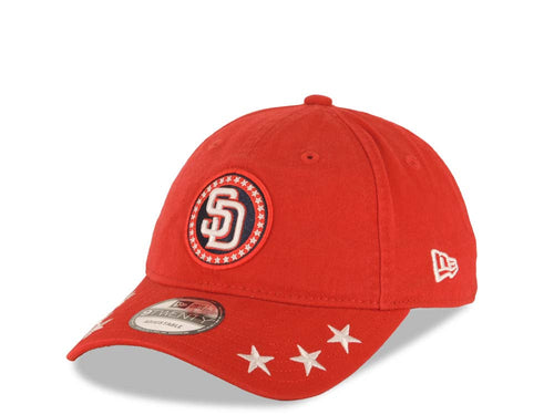 San Diego Padres New Era MLB 9TWENTY 920 Adjustable Cap Hat Red Crown/Visor White Logo All Star Game Work Out Patch