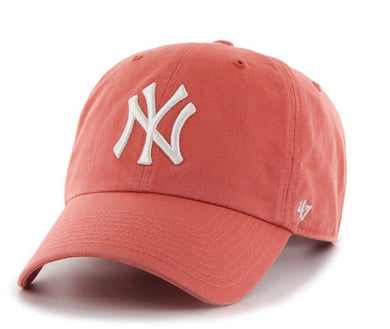 New York Yankees '47 Brand MLB Clean Up Adjustable Cap Hat Light Orange Crown/Visor White Logo