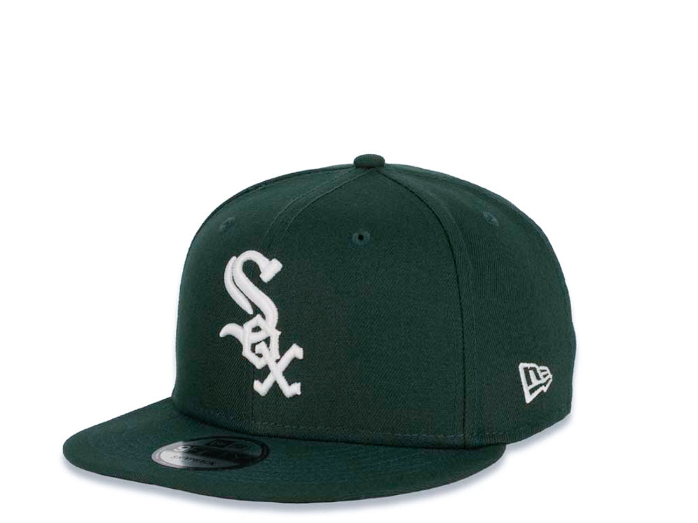 Chicago White Sox New Era MLB 9Fifty 950 Snapback Cap Hat Dark Green Crown White Logo Black UV