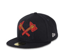 Load image into Gallery viewer, Atlanta Braves New Era MLB 59FIFTY 5950 Fitted Cap Hat 1871 Navy Blue Crown/Visor Red/Yellow Axe Logo
