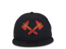 Load image into Gallery viewer, Atlanta Braves New Era MLB 59FIFTY 5950 Fitted Cap Hat 1871 Navy Blue Crown/Visor Red/Yellow Axe Logo

