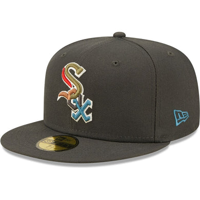 Chicago White Sox New Era MLB 59FIFTY 5950 Fitted Cap Hat Dark Gray Crown/Visor Multi Color Logo Gray UV (Color Pack)