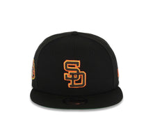 Load image into Gallery viewer, San Diego Padres New Era MLB 9FIFTY 950 Snapback Cap Hat Black Crown/Visor Brown/Yellow/Orange Cooperstown Logo 50th Anniversary Side Patch Green UV
