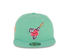 Load image into Gallery viewer, (City Connect Colors) San Diego Padres New Era MLB 59FIFTY 5950 Fitted Cap Hat Light Teal Crown/Visor Magenta/Yellow Swinging Friar Logo Stadium Side Patch
