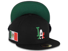 Load image into Gallery viewer, (Mexico Flag Colors) Los Angeles Dodgers New Era MLB 59FIFTY 5950 Fitted Cap Hat Black Crown/Visor Green/White/Red Logo Mexico Flag Side Patch
