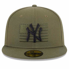 Load image into Gallery viewer, New York Yankees New Era MLB 59FIFTY 5950 Fitted Cap Hat Olive Green Crown/Visor Black Logo (2023 Armed Forces Day)
