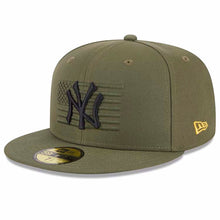Load image into Gallery viewer, New York Yankees New Era MLB 59FIFTY 5950 Fitted Cap Hat Olive Green Crown/Visor Black Logo (2023 Armed Forces Day)

