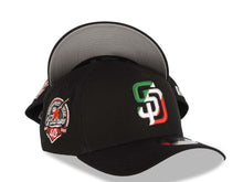 Load image into Gallery viewer, San Diego Padres New Era MLB 9FORTY 940 Adjustable A-Frame Cap Hat Black Crown/Visor Green/White/Red Logo 40th Anniversary Side Patch Gray UV
