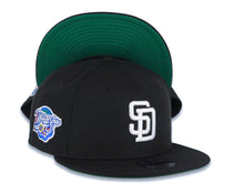 Load image into Gallery viewer, San Diego Padres New Era MLB 9FIFTY 950 Snapback Cap Hat Black Crown/Visor White Logo 1998 World Series Side Patch Green UV
