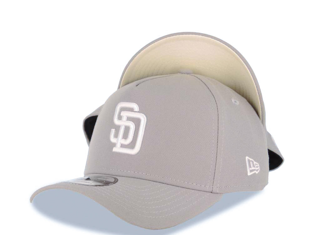 San Diego Padres New Era MLB 9FORTY 940 Adjustable A-Frame Cap Hat Gray Crown/Visor White Logo Stone UV