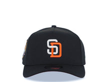 Load image into Gallery viewer, San Diego Padres New Era MLB 9FORTY 940 Adjustable A-Frame Cap Hat Black Crown/Visor White/Orange Logo 40th Anniversary Side Patch Orange UV
