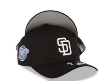 Load image into Gallery viewer, San Diego Padres New Era MLB 9FORTY 940 Adjustable A-Frame Cap Hat Black Crown/Visor White Logo 1998 World Series Side Patch Gray UV
