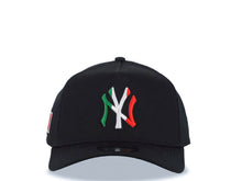Load image into Gallery viewer, New York Yankees New Era MLB 9FORTY 940 Adjustable A-Frame Cap Hat Black Crown/Visor Green/White/Red Logo Mexico Flag Side Patch Green UV
