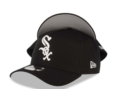 Chicago White Sox New Era MLB 9FORTY 940 Adjustable A-Frame Cap Hat Black Crown/Visor White Logo 25th Anniversary Side Patch Gray UV