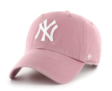 New York Yankees '47 Brand MLB Clean Up Adjustable Cap Hat Pink Crown/Visor White Logo