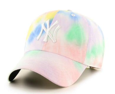 New York Yankees '47 Brand MLB Clean Up Adjustable Cap Hat Tie Dye Crown/Visor White Logo