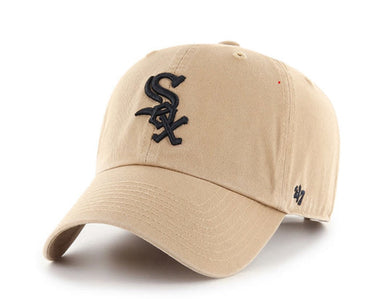 Chicago White Sox '47 Brand MLB Clean Up Adjustable Cap Hat Khaki Crown/Visor Black Logo