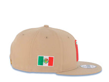 Load image into Gallery viewer, Mexico New Era 9FIFTY 950 Snapback Cap Hat Khaki Crown/Visor Red/White/Green Logo Mexico Flag Side Patch Green UV
