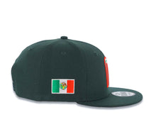 Load image into Gallery viewer, Mexico New Era 9FIFTY 950 Snapback Cap Hat Dark Green Crown/Visor Red/White/Green Logo Mexico Flag Side Patch Gray UV
