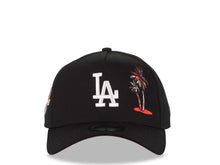 Load image into Gallery viewer, Los Angeles Dodgers New Era MLB 9FIFTY 950 A-Frame Adjustable Snapback Cap Hat Black Crown/Visor White Logo With Palm Tree 50th Anniversary Side Patch
