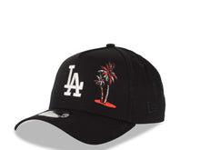 Load image into Gallery viewer, Los Angeles Dodgers New Era MLB 9FIFTY 950 A-Frame Adjustable Snapback Cap Hat Black Crown/Visor White Logo With Palm Tree 50th Anniversary Side Patch
