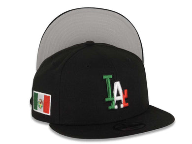 Los Angeles Dodgers New Era MLB 9FIFTY 950 Snapback Cap Hat Black Crown/Visor Green/White/Red Logo Mexico Side Patch Gray UV