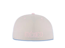 Load image into Gallery viewer, Mexico New Era WBC 59FIFTY 5950 Fitted Cap Hat Stone Crown/Visor Pink/Dark Gray Logo Mexico Flag Side Patch Pink UV
