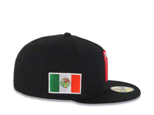 Load image into Gallery viewer, Mexico New Era WBC 59FIFTY 5950 Fitted Cap Hat Black Crown/Visor Team Color Logo With Sombrero Mexico Flag Side Patch Gray UV
