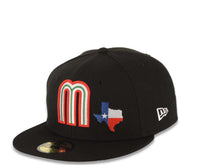 Load image into Gallery viewer, Mexico New Era WBC 59FIFTY 5950 Fitted Cap Hat Black Crown/Visor Team Color Logo With Texas State Map Mexico Flag Side Patch Gray UV
