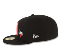 Load image into Gallery viewer, Mexico New Era WBC 59FIFTY 5950 Fitted Cap Hat Black Crown/Visor Team Color Logo With Texas State Map Mexico Flag Side Patch Gray UV
