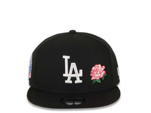 Load image into Gallery viewer, Los Angeles Dodgers New Era MLB 9FIFTY 950 Snapback Cap Hat Black Crown/Visor White Logo With Rose 60th Anniversary Side Patch Pink UV
