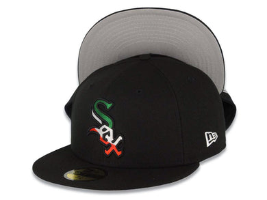 Chicago White Sox New Era MLB 59FIFTY 5950 Fitted Cap Hat Black Crown/Visor Green/White/Red Logo Gray UV