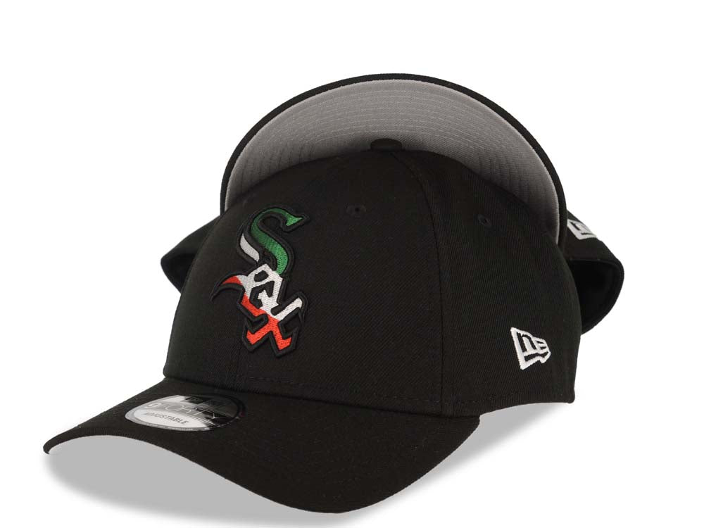 Chicago White Sox New Era MLB 9FORTY 940 Adjustable Cap Hat Black Crown/Visor Green/White/Red Logo 40th Anniversary Side Patch Gray UV