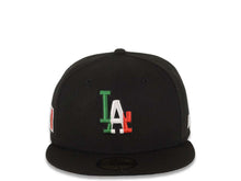 Load image into Gallery viewer, Los Angeles Dodgers New Era MLB 59FIFTY 5950 Fitted Cap Hat Black Crown/Visor Green/White/Red Logo Mexico Flag Side Patch Gray UV
