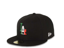 Load image into Gallery viewer, Los Angeles Dodgers New Era MLB 59FIFTY 5950 Fitted Cap Hat Black Crown/Visor Green/White/Red Logo Mexico Flag Side Patch Gray UV
