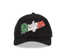 Load image into Gallery viewer, Los Angeles Dodgers New Era MLB 9FORTY 940 A-Frame Adjustable Cap Hat Black Crown/Visor Green/White/Yellow Script/Text Logo Mexico Flag Side Patch
