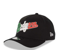 Load image into Gallery viewer, Los Angeles Dodgers New Era MLB 9FORTY 940 A-Frame Adjustable Cap Hat Black Crown/Visor Green/White/Yellow Script/Text Logo Mexico Flag Side Patch
