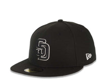 Load image into Gallery viewer, (Youth) San Diego Padres New Era MLB 59FIFTY 5950 Kid Fitted Cap Hat Black Crown/Visor Black/White Logo 40th Anniversary Side Patch Gray UV
