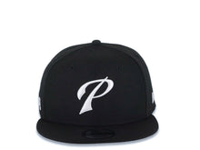 Load image into Gallery viewer, San Diego Padres New Era MLB 9FIFTY 950 Snapback Cap Hat Black Crown/Visor White Script P Logo with 619 Side Patch Gray UV
