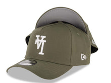 Load image into Gallery viewer, Los Angeles Dodgers New Era MLB 9FORTY 940 Adjustable A-Frame Cap Hat Olive Green Crown/Visor White Upside Down Logo Gray UV
