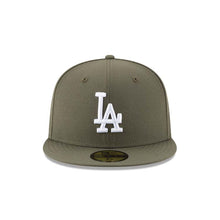 Load image into Gallery viewer, Los Angeles Dodgers New Era MLB 59FIFTY 5950 Fitted Cap Hat Olive Green Crown/Visor White Logo Japan Flag Side Patch
