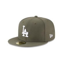 Load image into Gallery viewer, Los Angeles Dodgers New Era MLB 59FIFTY 5950 Fitted Cap Hat Olive Green Crown/Visor White Logo Japan Flag Side Patch
